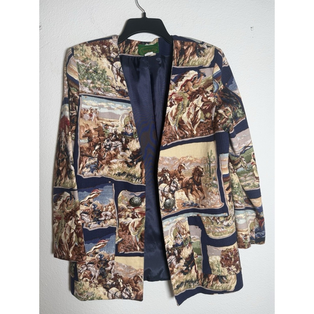 Vintage WRAPS Collection Texas Tapestry Blazer Western‎ Southwestern Size SM